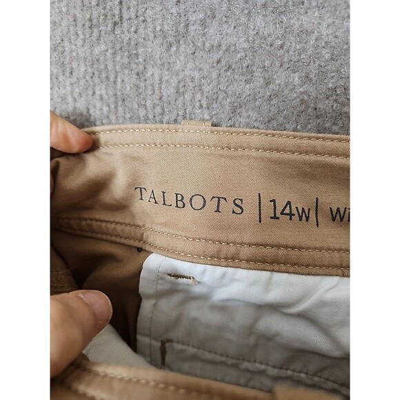 Talbots Wide Leg Chino Pants Womens 14W Brown Cotton Stretch - Picture 6 of 9